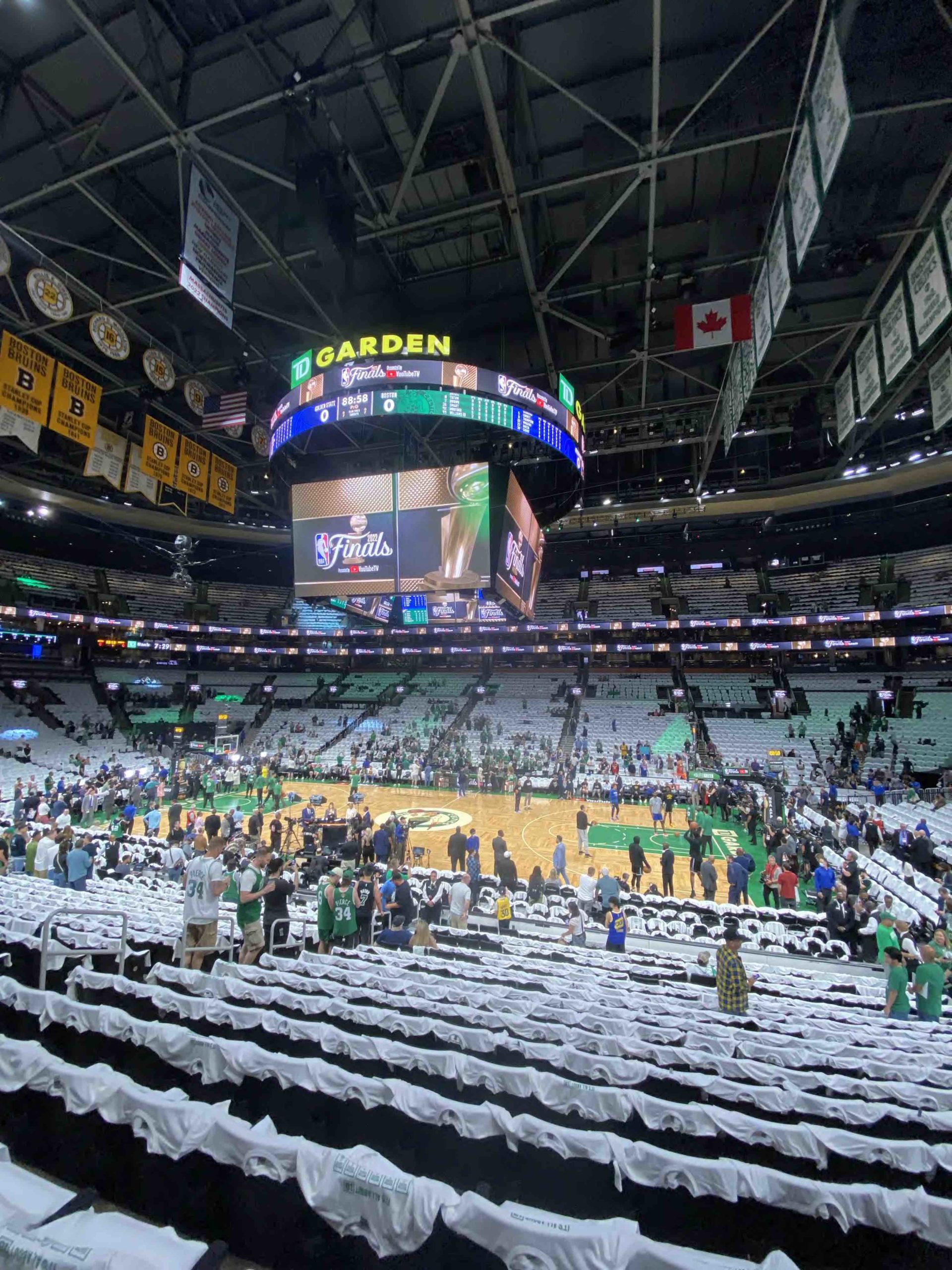 Td garden finals scaled - the game Inside TD Garden for the NBA Finals Game 4 between the Celtics and the Warriors.