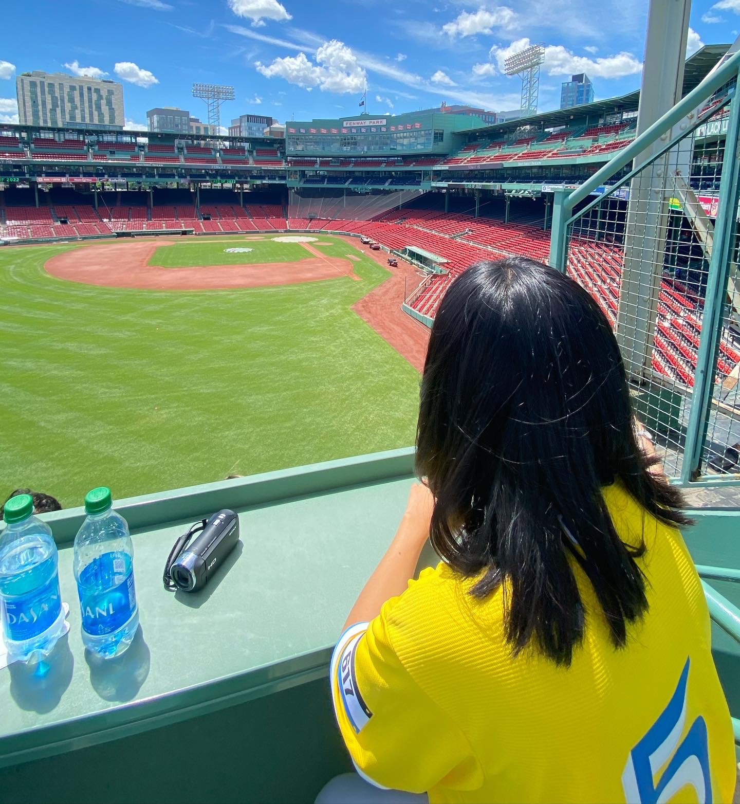 The view of the baseball field at Fenway Park