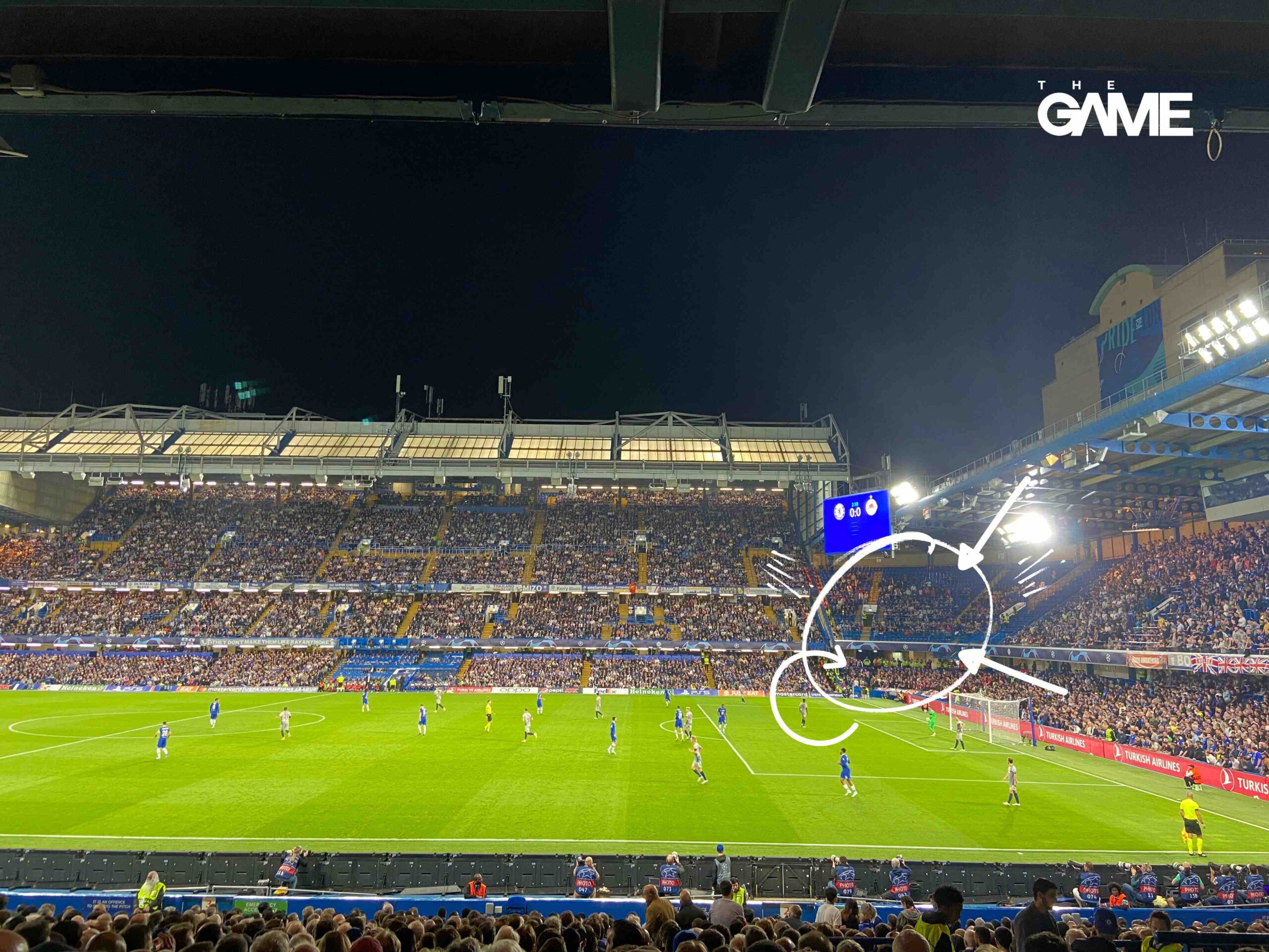 The away section at Stamford Bridge football stadium