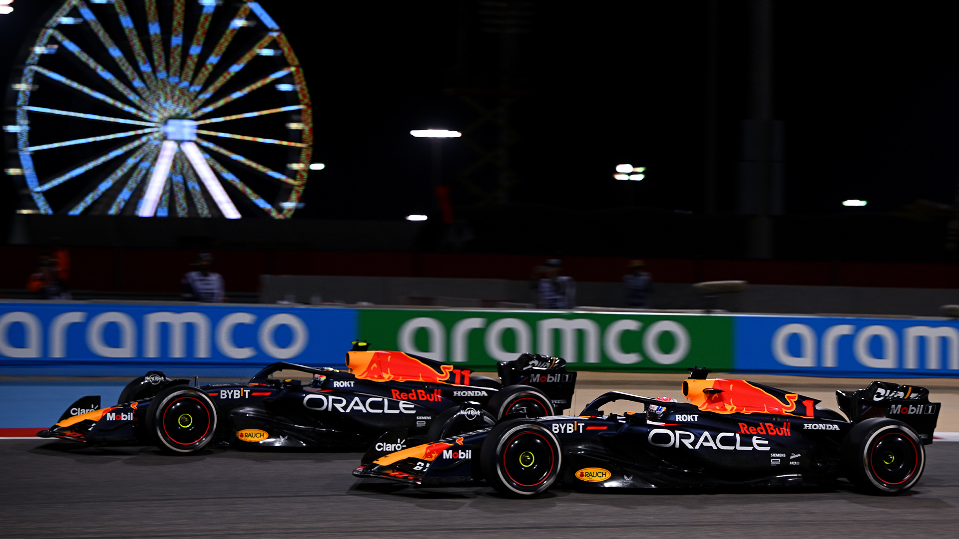 The Red Bull drivers at the Bahrain Grand Prix