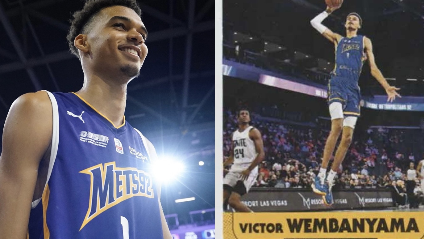 Victor Wembanyama's trading card in Sports Illustrated for Kids