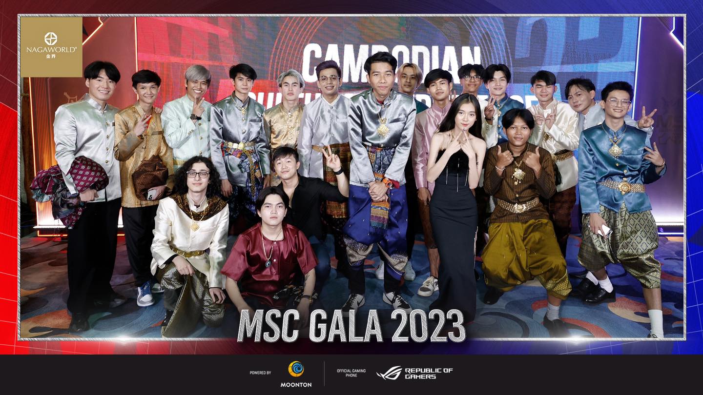 Representatives from each team seeing who's the most stylish while wearing the Cambodian national dress