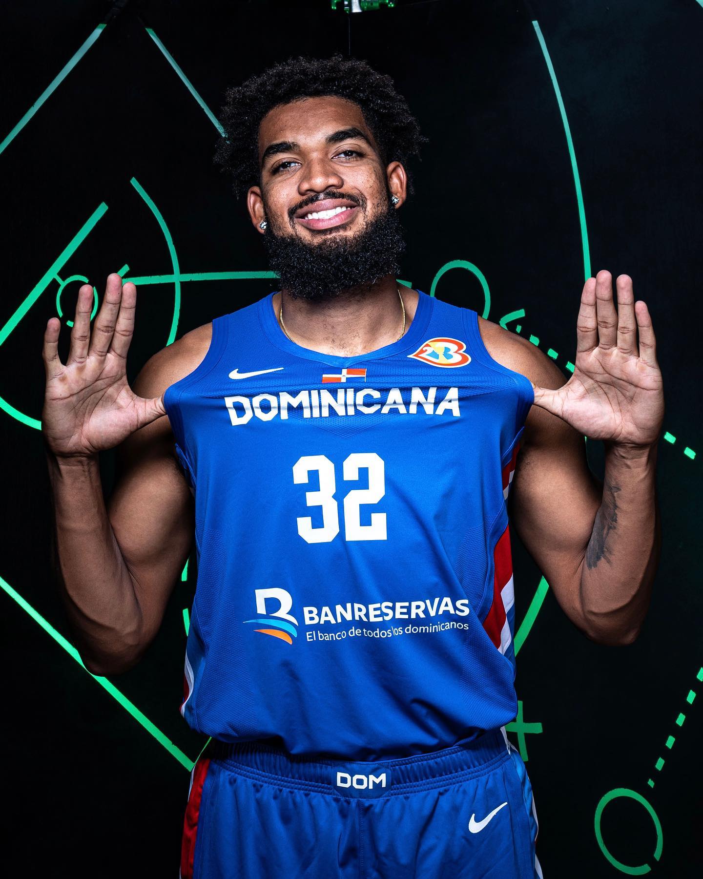 Karl Anthony-Towns for the Dominican Republic at the 2023 FIBA World Cup