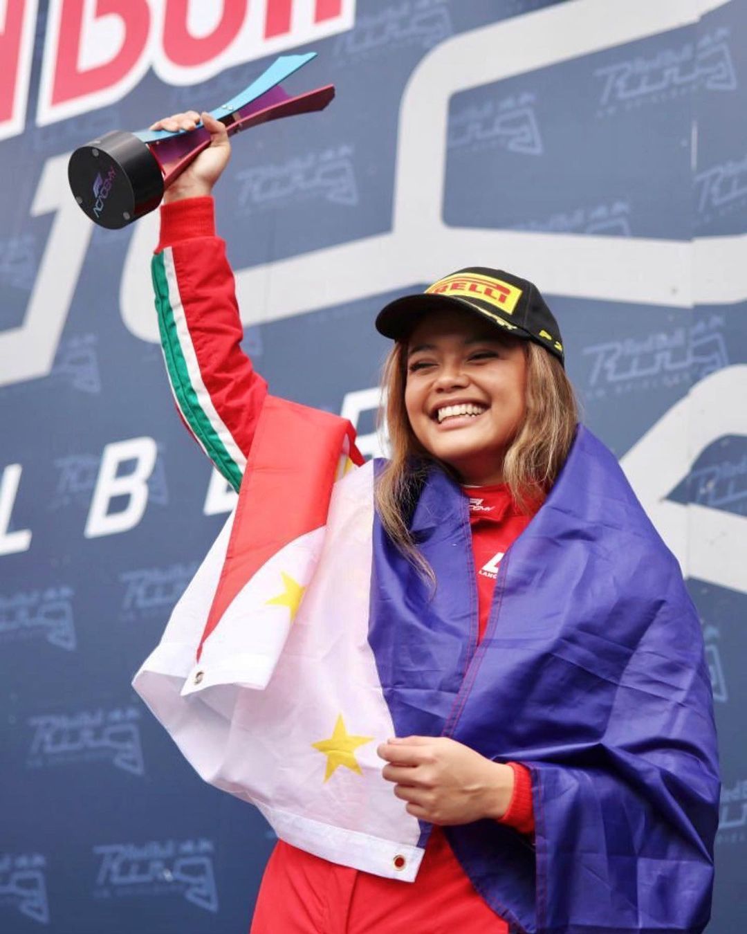 Bianca Bustamante taking her first podium finish in F1 Academy in the Red Bull Ring in Austria