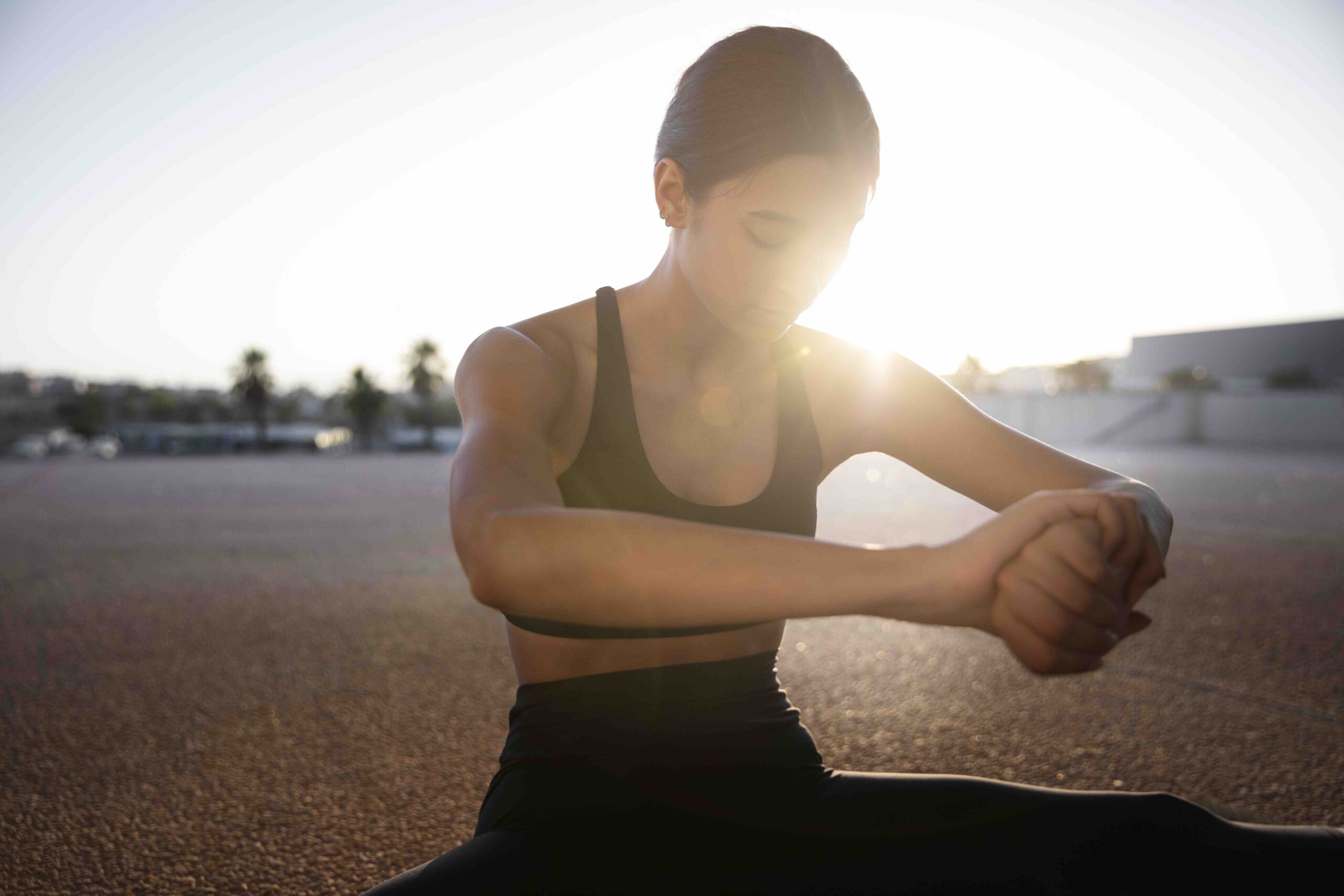 Athlete exercising in the sun