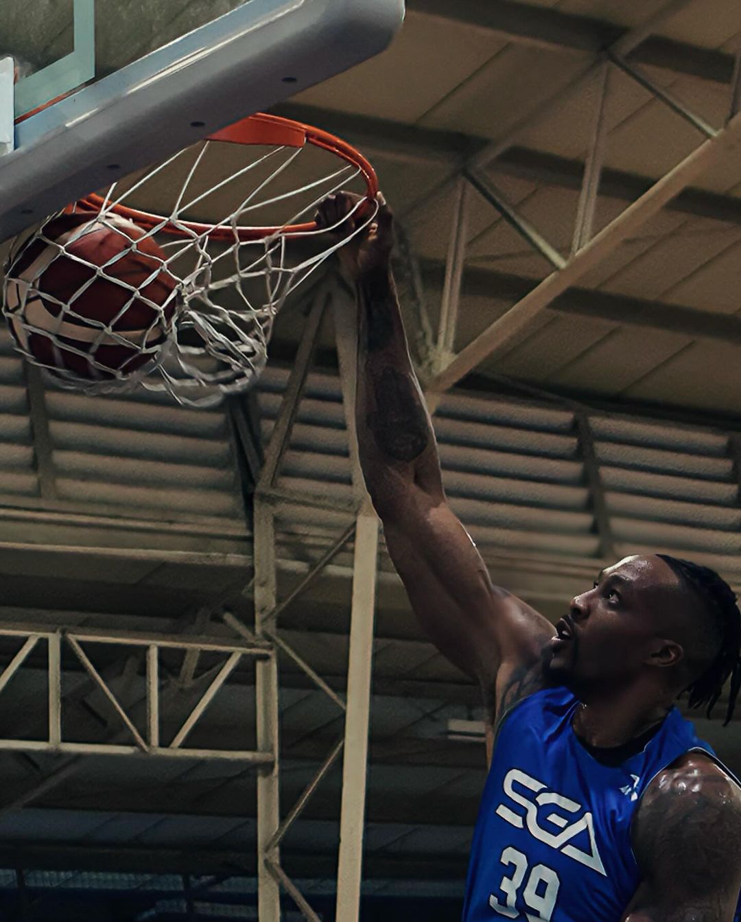 Dwight Howard representing Strong Group Athletics for the Philippines in the Dubai International Basketball Tournament