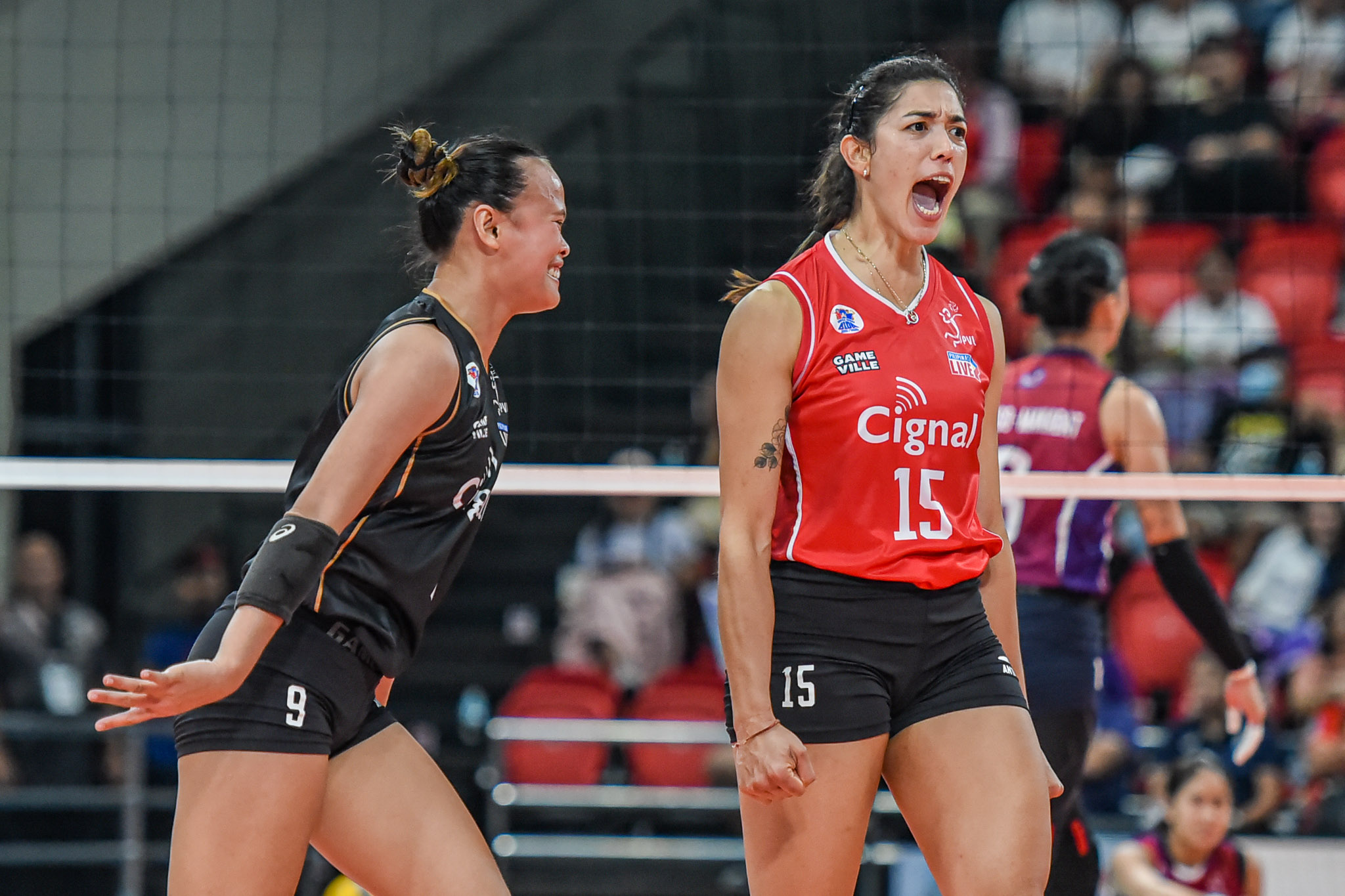 Judith Abil celebrates with MJ Perez