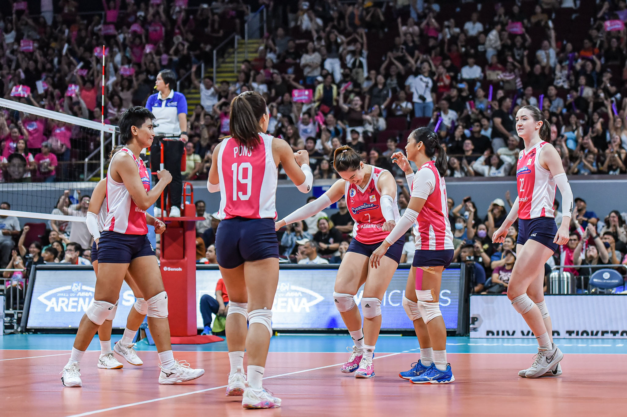 Pvl rc 2024 creamline vs choco mucho - -5782 - the game A team photo of Creamline, with their fans at the background.