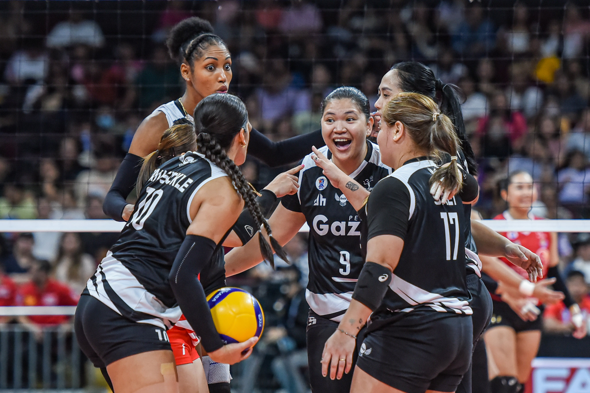 Pvl rc 2024 pldt vs petrogaz - -4645 - the game The Petro Gazz Angels after scoring against the PLDT High Speed Hitters.