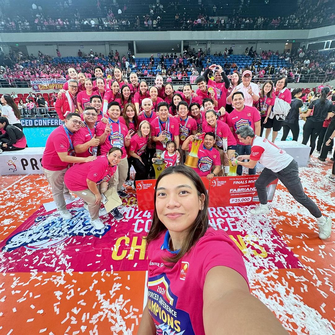 Alyssa Valdez with Creamline Cool Smashers after winning another PVL Conference Title