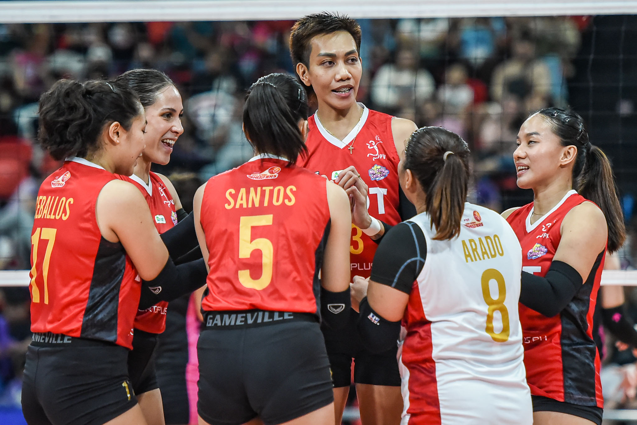 A team shot of the PLDT High Speed Hitters against the Akari Chargers.