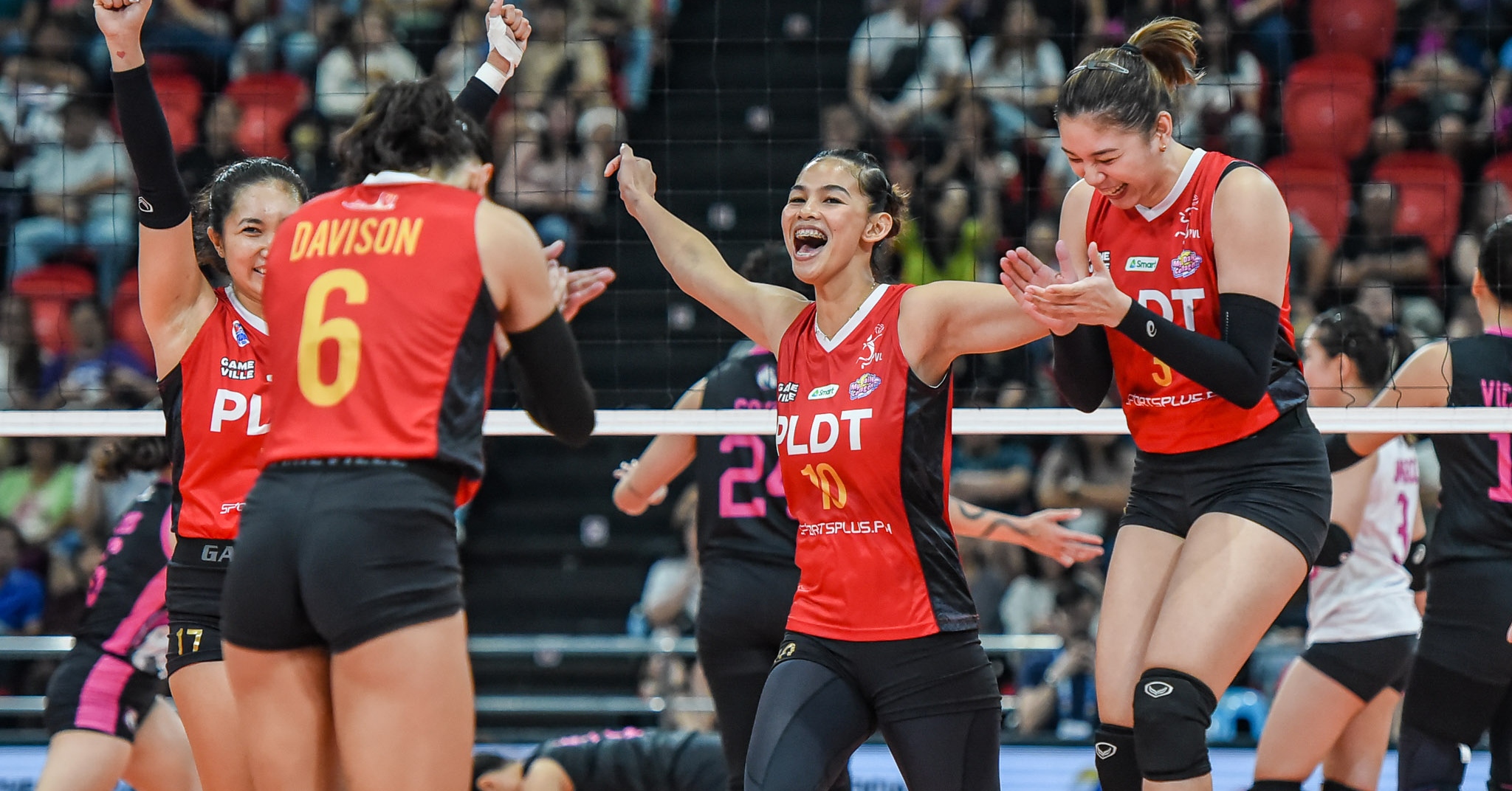 A shot of PLDT High Speed Hitters middle blocker Majoy Baron