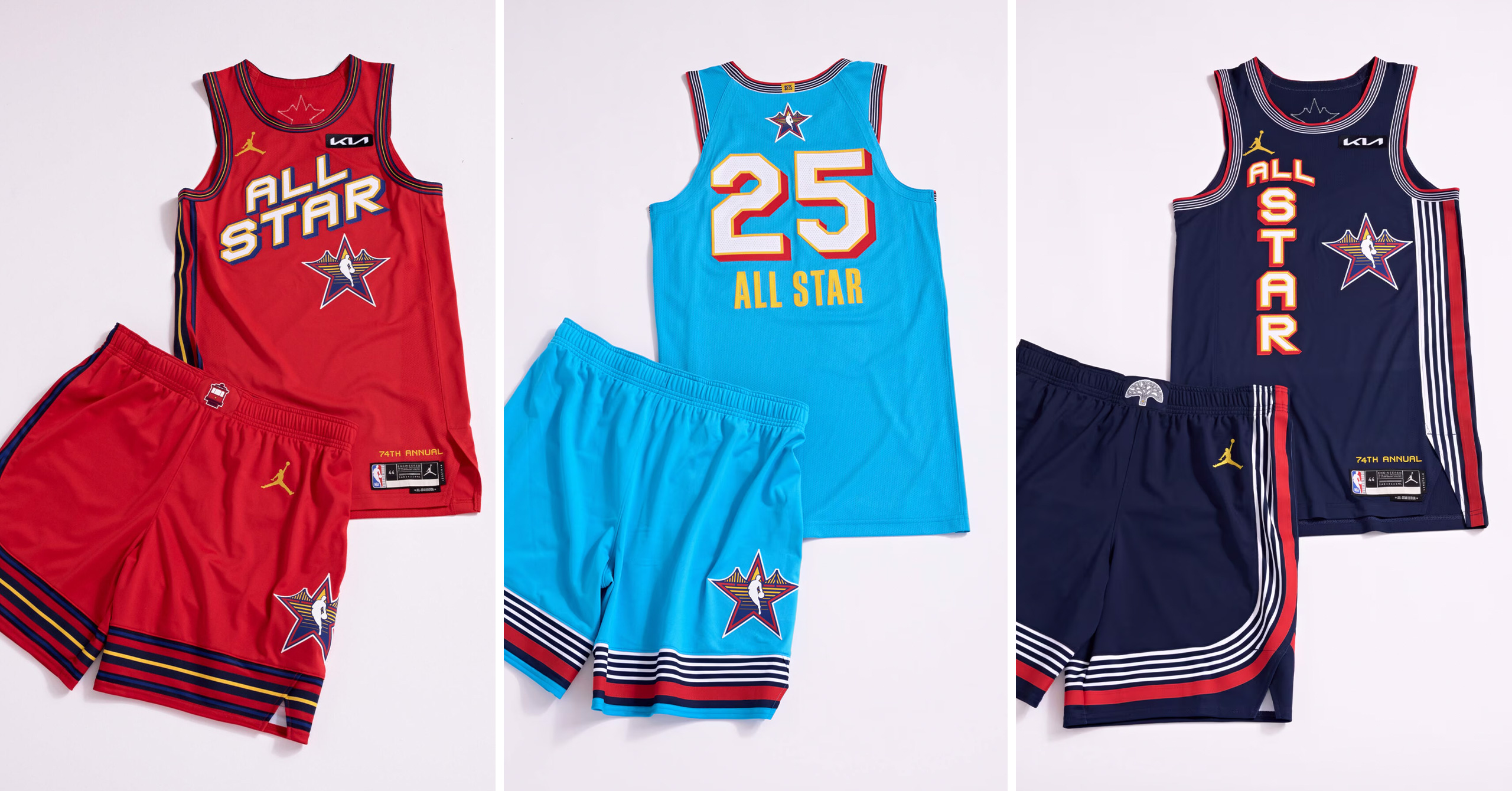 A collage of the 2025 NBA All-Star Jerseys