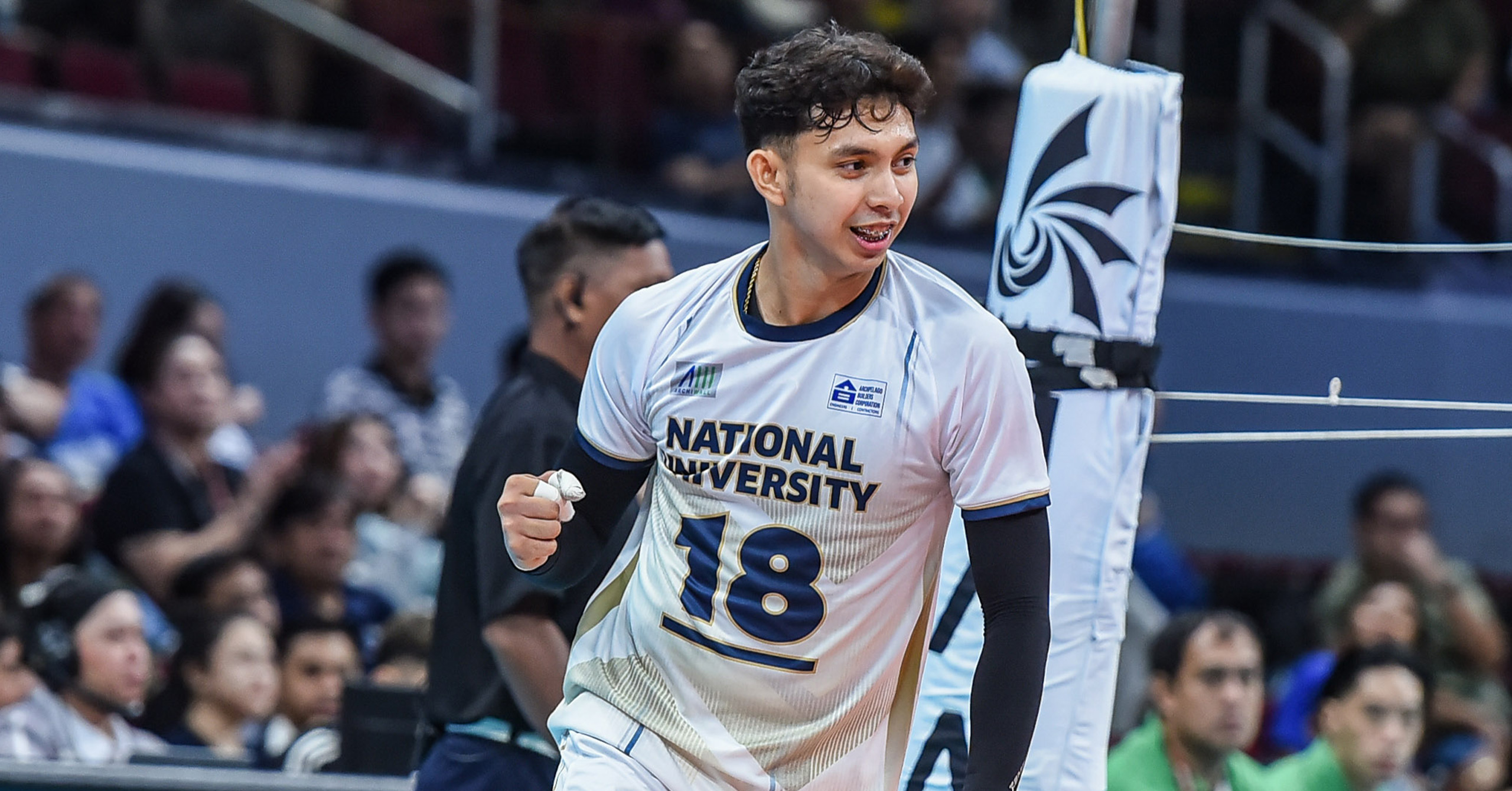 A shot of NU Bulldogs spiker Leo Aringo