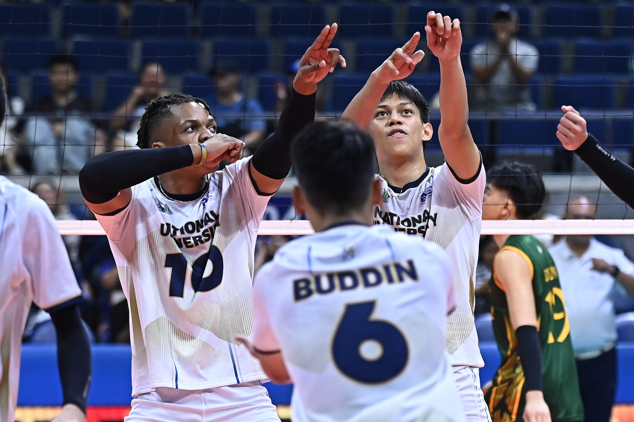The joint celebration by NU Bulldogs Mukaba and Ordiales in question.