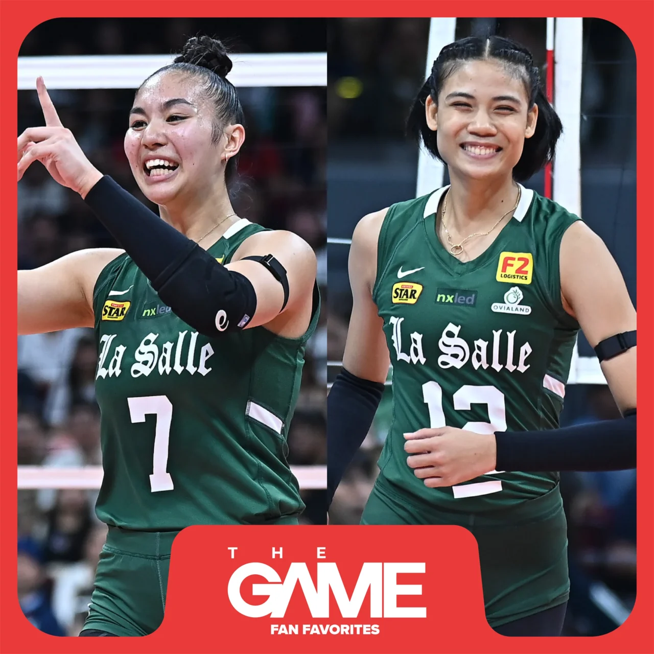 UAAP Season 87 women's volleyball players - Shevana Laput and Angel Canino (from De La Salle University)