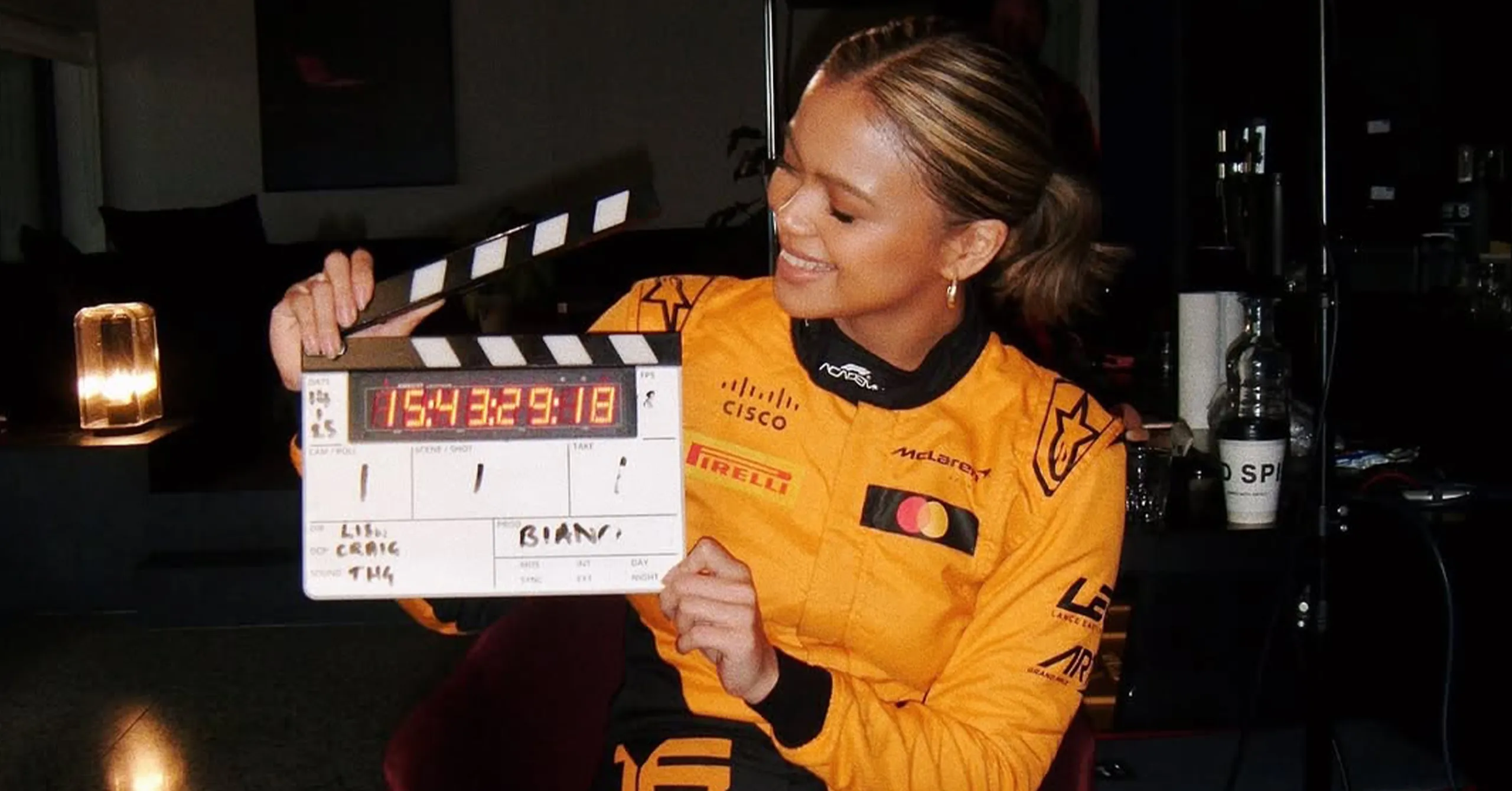 Bianca Bustamante filming with Netflix for the F1 Academy Documentary Series
