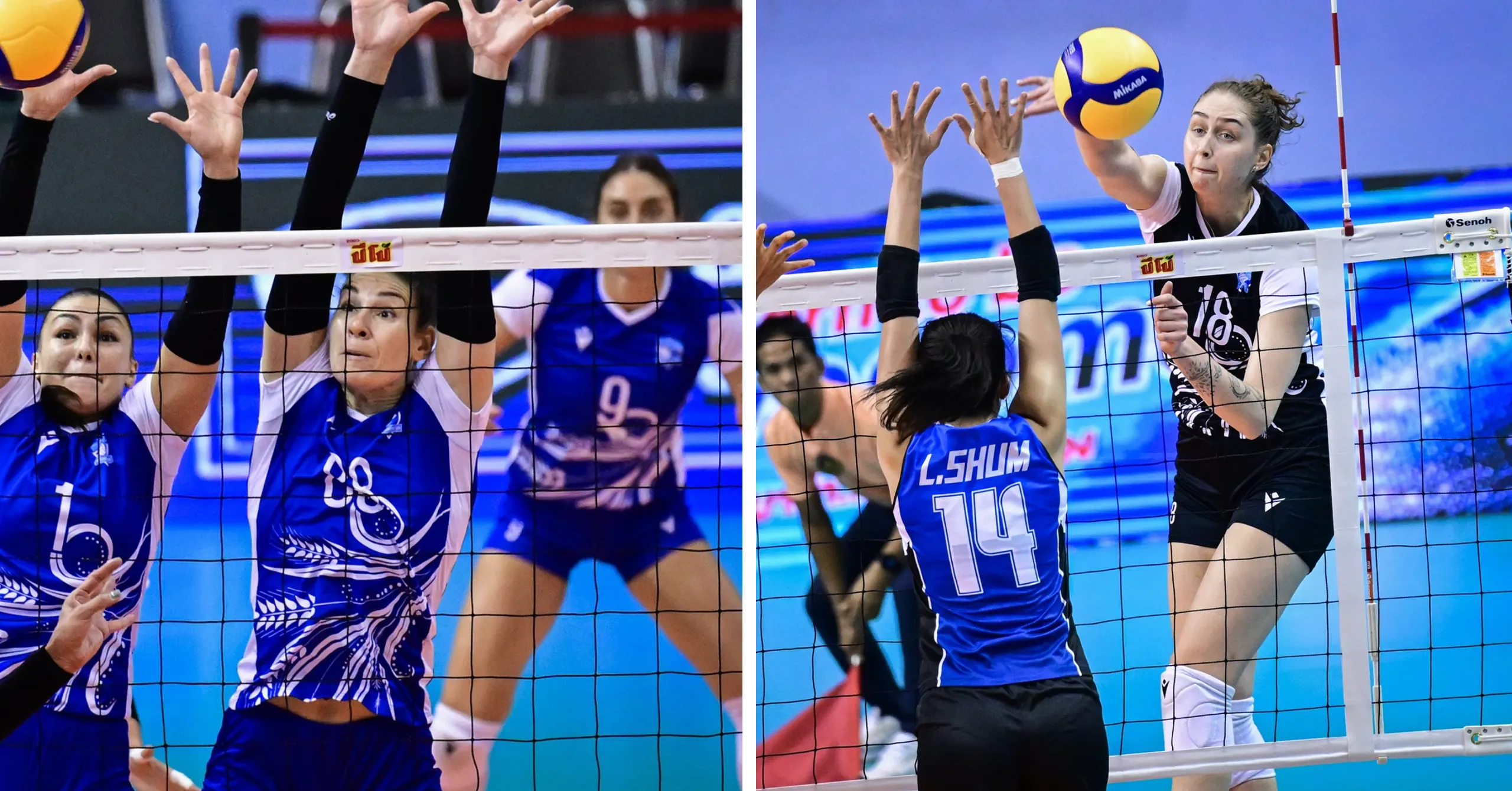 A collage of Creamline's AVC imports in Anastassiya Kolomoyets and Anastasiya Kudryashova