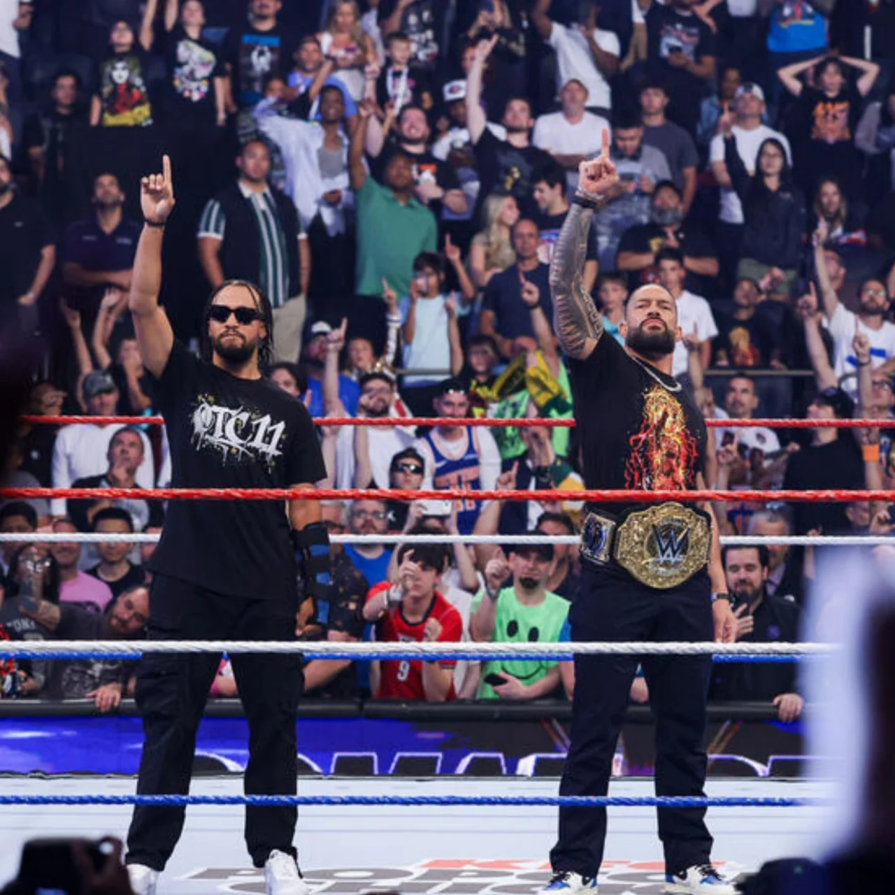 Jalen Brunson and Roman Reigns