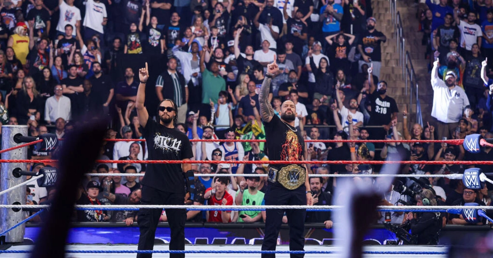 Jalen Brunson and Roman Reigns