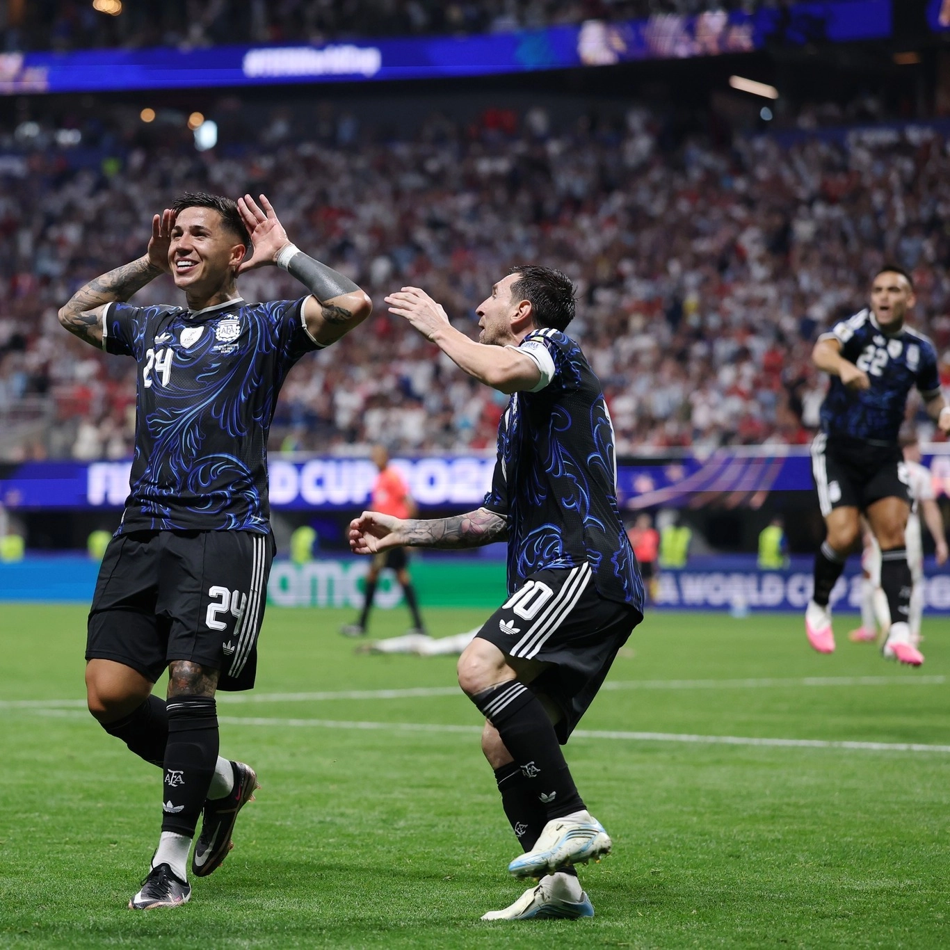 Enzo-fernandez - the game Enzo Fernandez celebrates his goal.