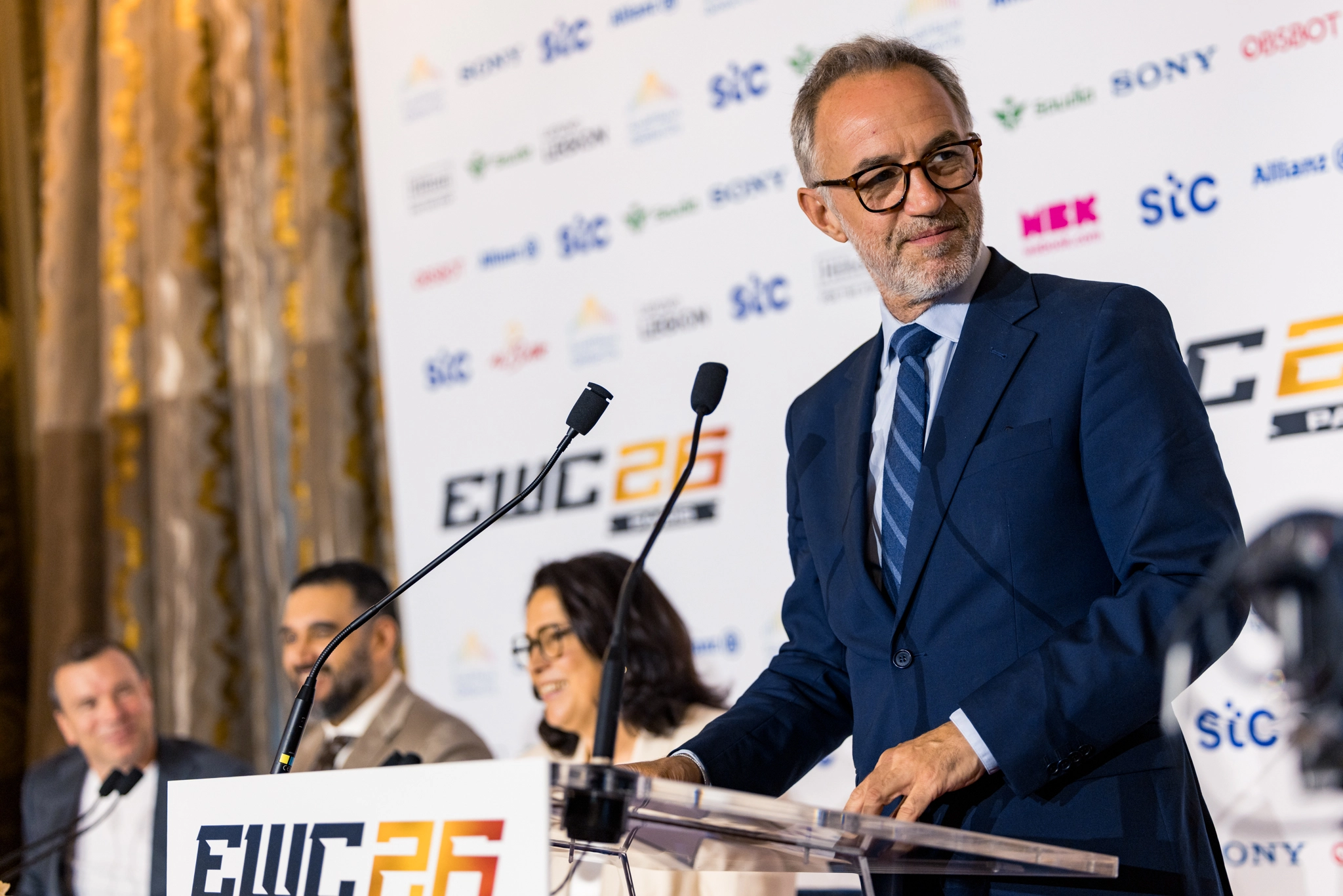 Emmanuel Gregoire, Mayor of the City of Paris, at the EWC 2026 Opening Press Conference.