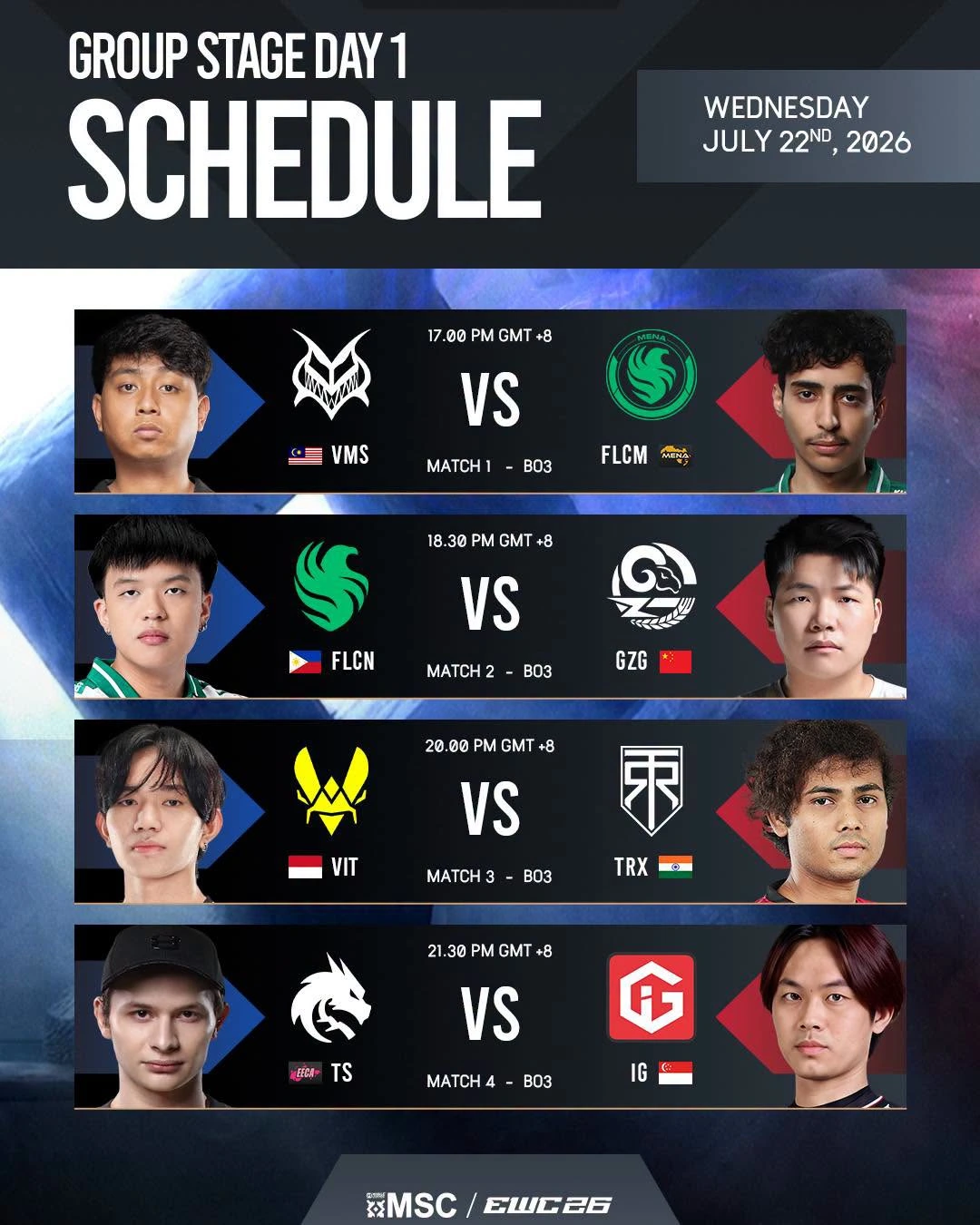 - the game group stage day 1 MSC 2026 schedule